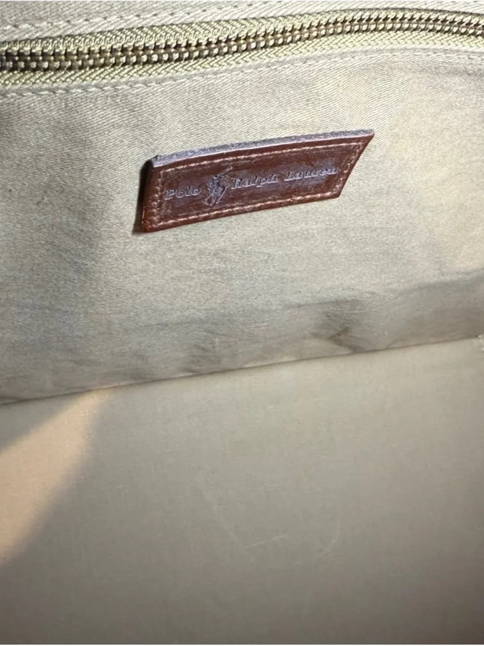 New Polo Ralph Lauren Duffle Weekender Travel Crossbody Bag Leather-Trim Brown